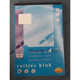 Schrijfblok A4 ruiten 5 mm 