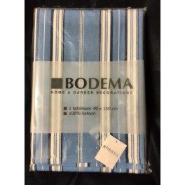 Bodema Tafelloper Blauw Streep 100% Katoen 40x150cm