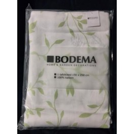 Bodema Tafellaken Klimplant. Wit met mintgroen 100% Katoen 150x250cm