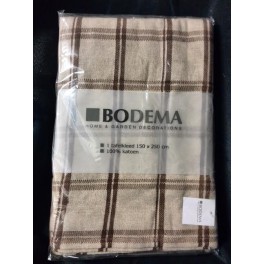 Bodema Tafelkleed Ruit. Ecru met bruin.100% Katoen 150x250cm