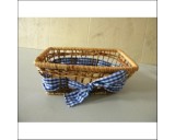 Mandje Riet met Blauwe Strik 13 x 20 x 8 cm