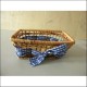 Mandje Riet met Blauwe Strik 13 x 20 x 8 cm
