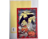 Halloween wenskaarten dubbel + enveloppe