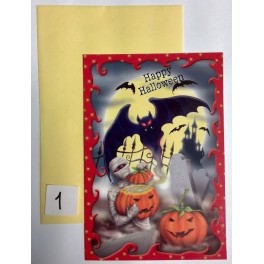 Halloween wenskaarten dubbel + enveloppe