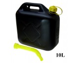 Jerrycan 10 Liter kunststof met flexibele tuit, zwart