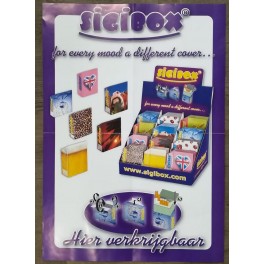 Sigibox. Hoesje voor sigarettenpakje. Diverse afbeeldingen