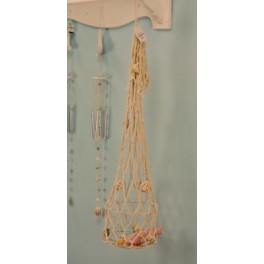 Deco visnet/fuik met schelpen en vis 